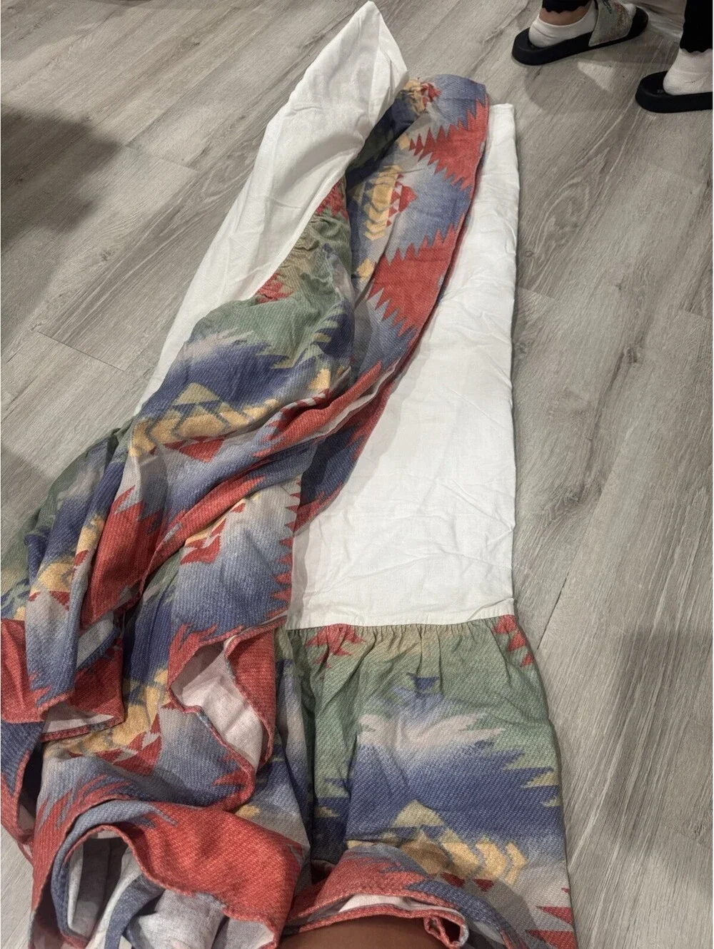 Vtg Ralph Lauren Rio Grande Bedskirt Dust Ruffle Multicolor Southwestern Cotton